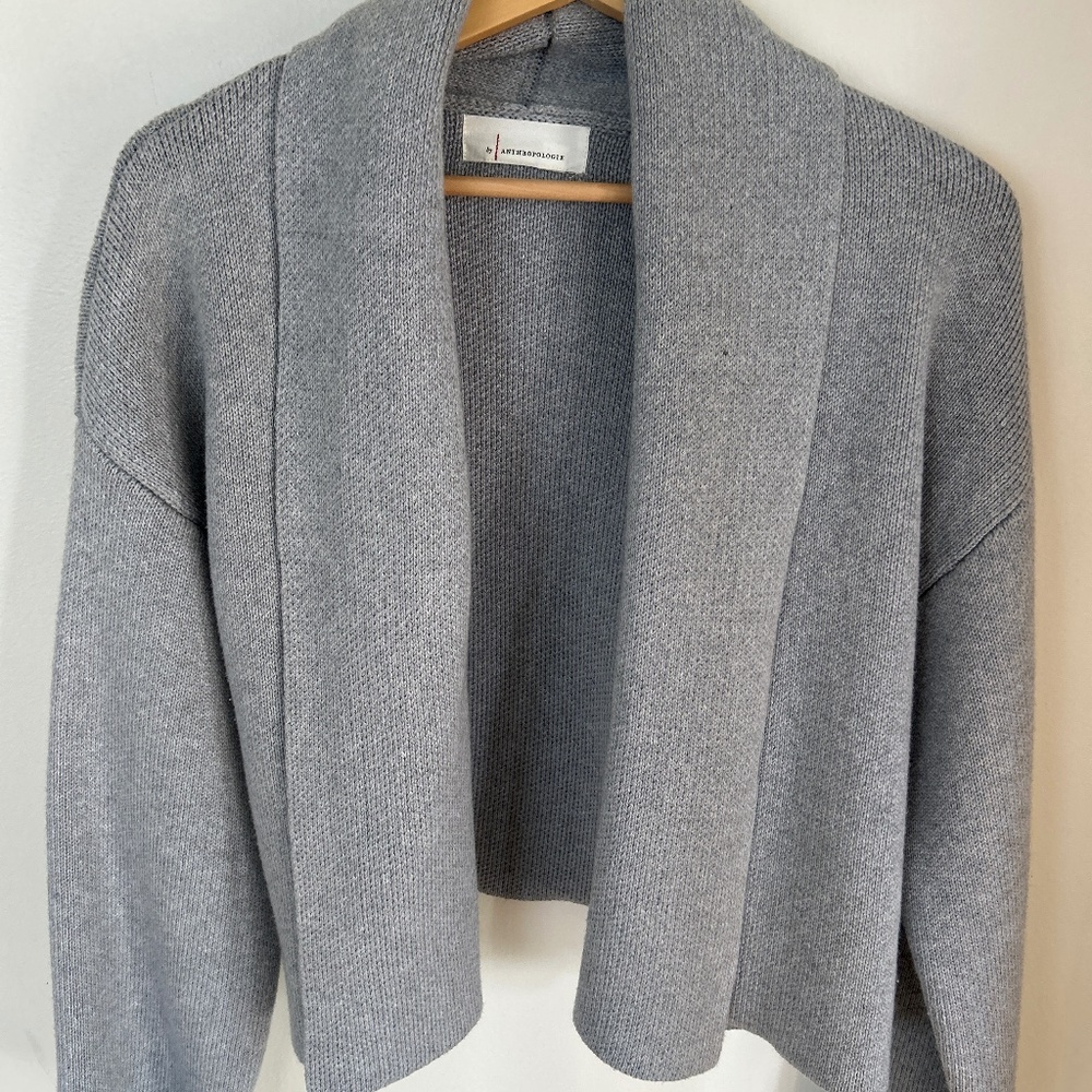 Anthropologie open front grey cardigan one size sweater.